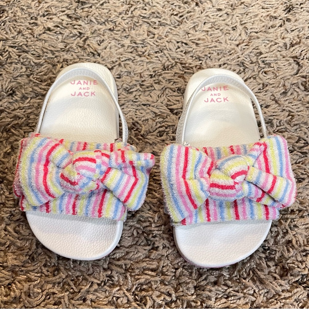 Janie & Jack Stripe Terry Bow Pool Slides size‎ 8